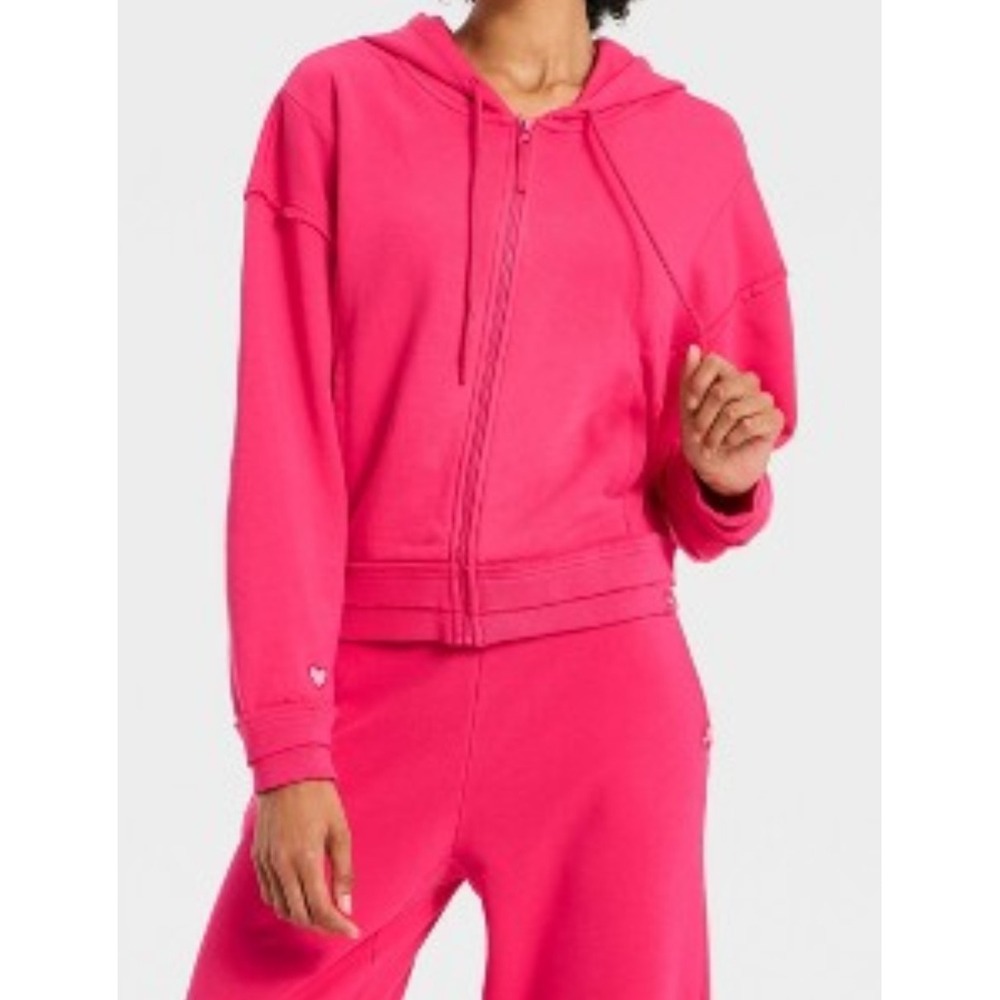 Women's French Terry Full Zip Hoodie Sweatshirt - JoyLab size XS pink